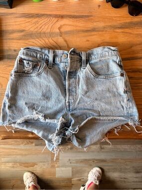 Levi's Light Blue Distressed Cutoff Denim Shorts